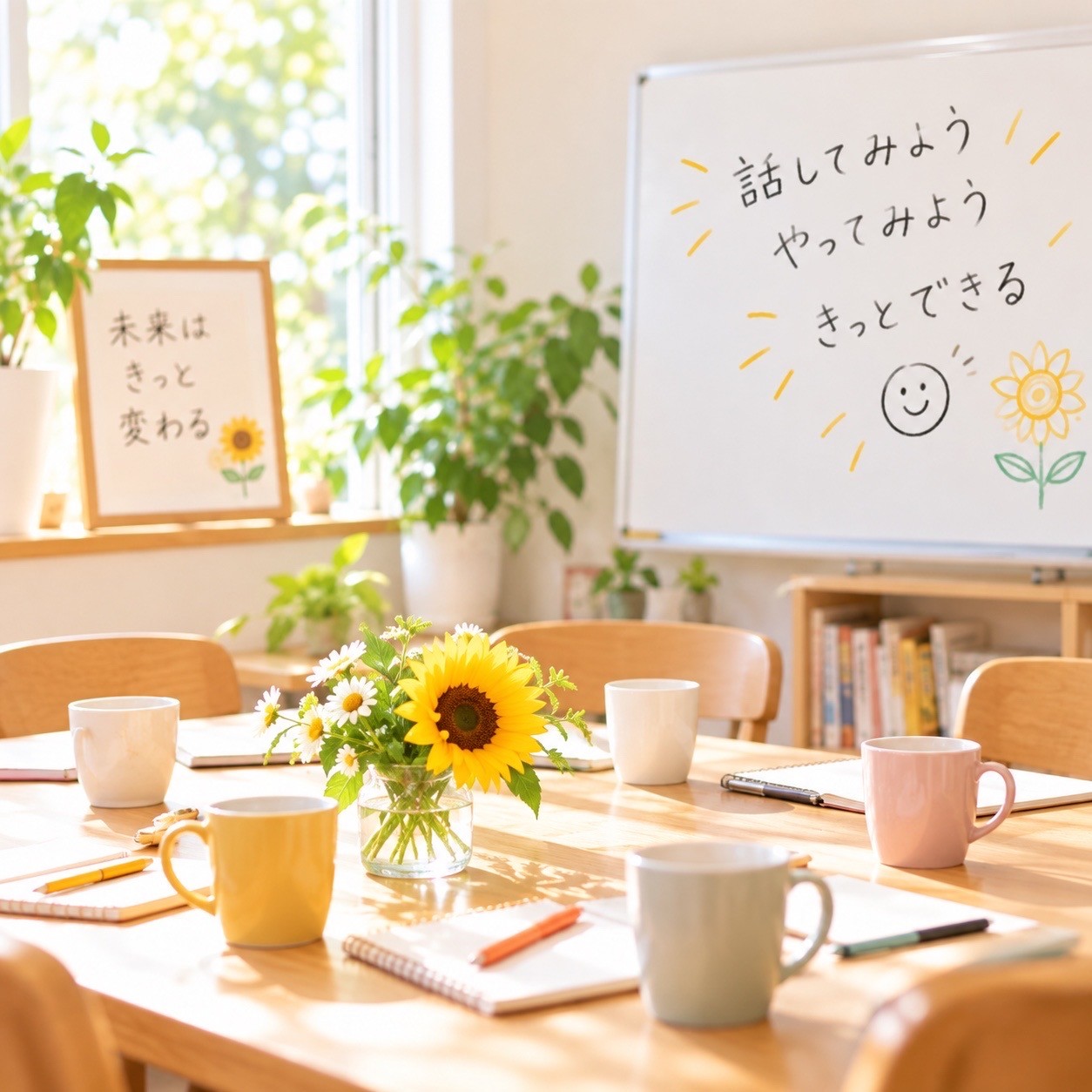 代表がお子様を抱えているお客様と話している写真